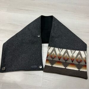 Gray and Patterned Wool Scarf Cowl Western Style